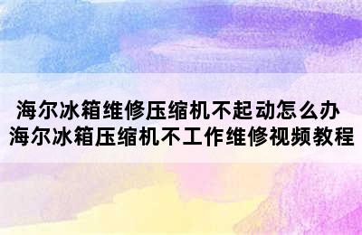 海尔冰箱维修压缩机不起动怎么办 海尔冰箱压缩机不工作维修视频教程